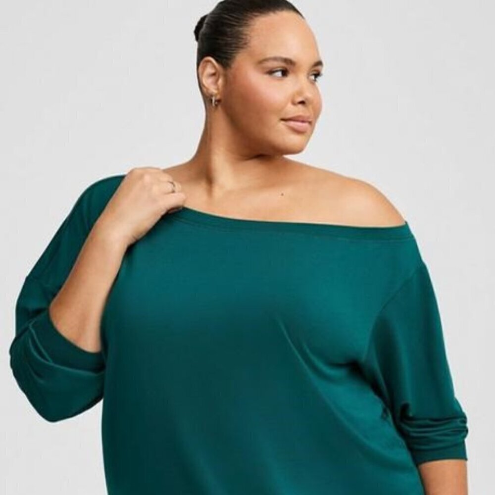 Torrid - Off-Shoulder Light Weight French Terry Sweatshirt in Botanical …​​​​​​